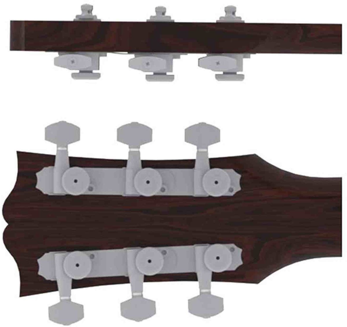 Hipshot HS6K2VEL0S vintage guitar tuner upgrade kit, 3+3 Grip-Lock, closed satin
