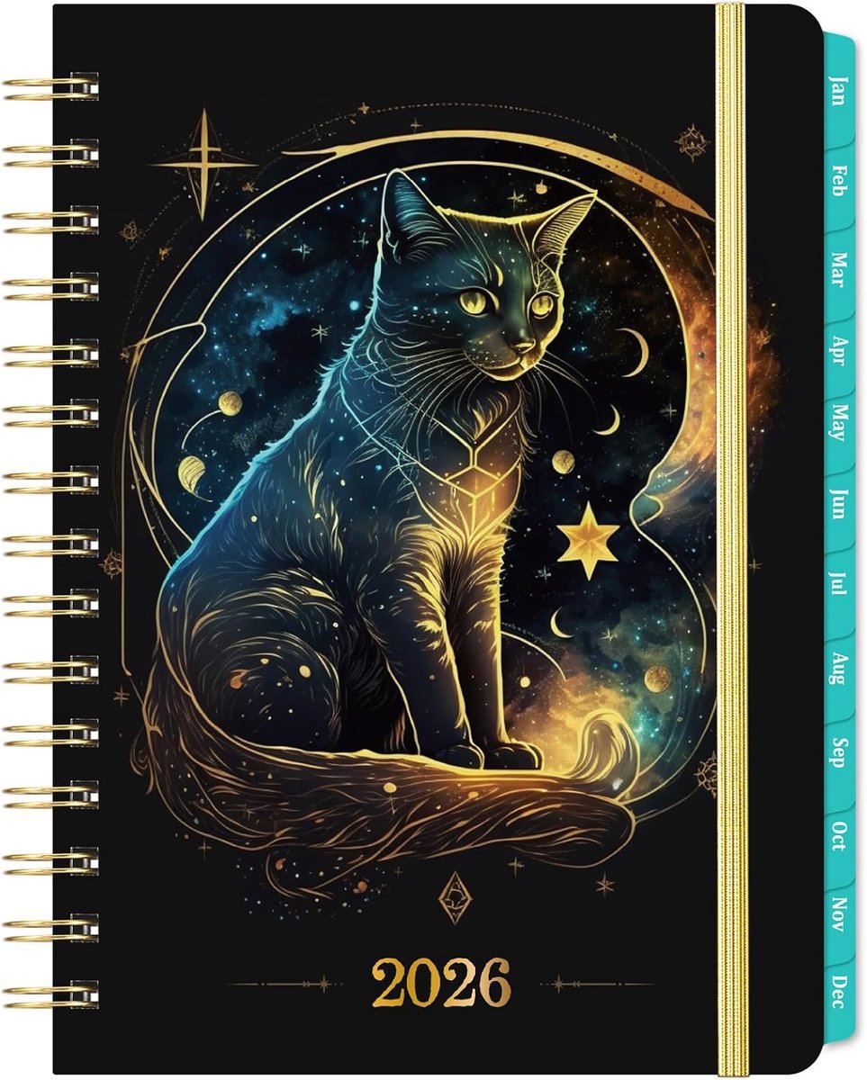 2025 Planner - Agenda Wekelijks - Afspraken Plannen - Met Tabbladen - 21 x 16 cm - Kat