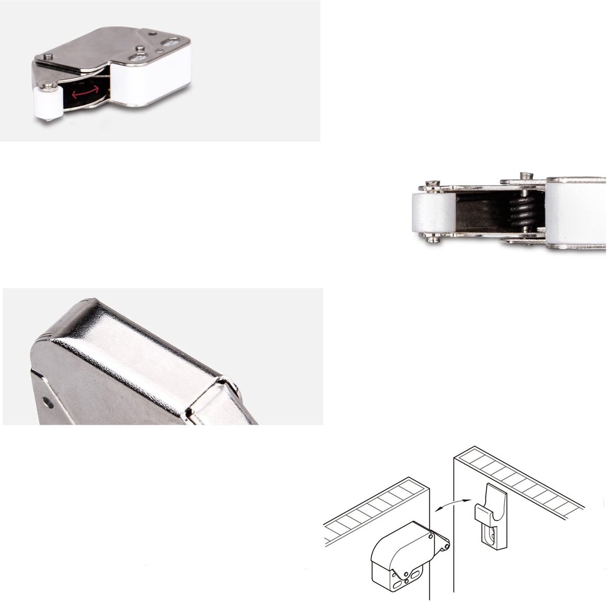 Dailygoods- Klink Hoge Kwaliteit - Drukknop Deurslot - Kastdeur Klink - Automatische Flap Catch - Pack van 15 - Roestvrij Staal