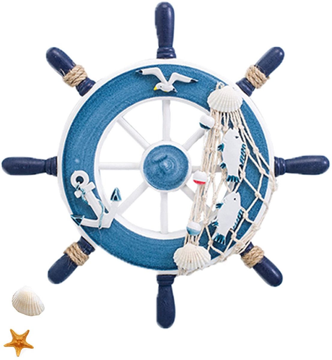 Dailygoods- Stuurwiel Houten Decor - Wanddecoratie Nautisch - Wanddecoratie Voor Binnen - Wanddecoratie Voor Luxe Restaurants - Natuurlijke Kleur en Glans