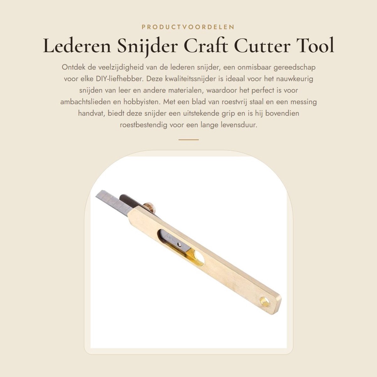 Dailygoods- Lederen Snijder Roestvrij Staal - Lederen Cutter - Messing Snijder - Verstelbaar Mes - Handig in Gebruik - Lange Levensduur - Leersnijder