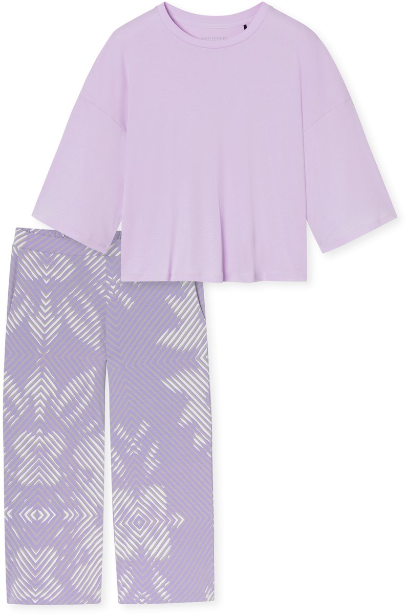 Schiesser dames Modern Nightwear pyjama 3/4 lang - interlock - orchid dessin