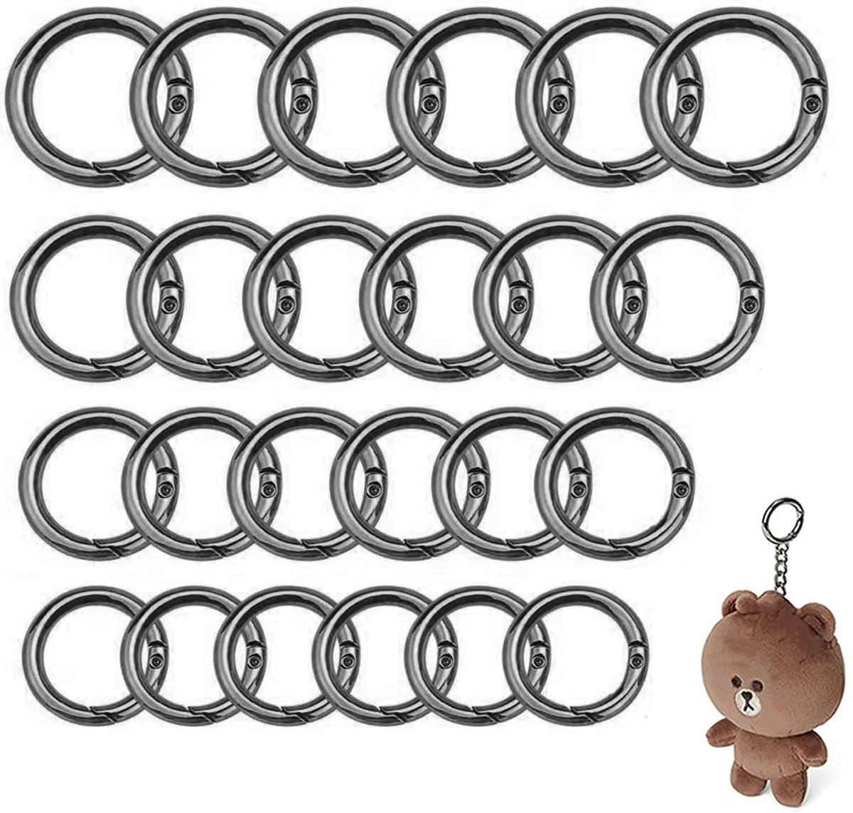 Dailygoods- Karabijnhaken 40 Stuks - Ronde Karabijnhaken - Zwarte/Gouden Karabijnhaken - Zaksluitingen - Duurzaam Zinklegering - Klein Formaat - Tassenhaken