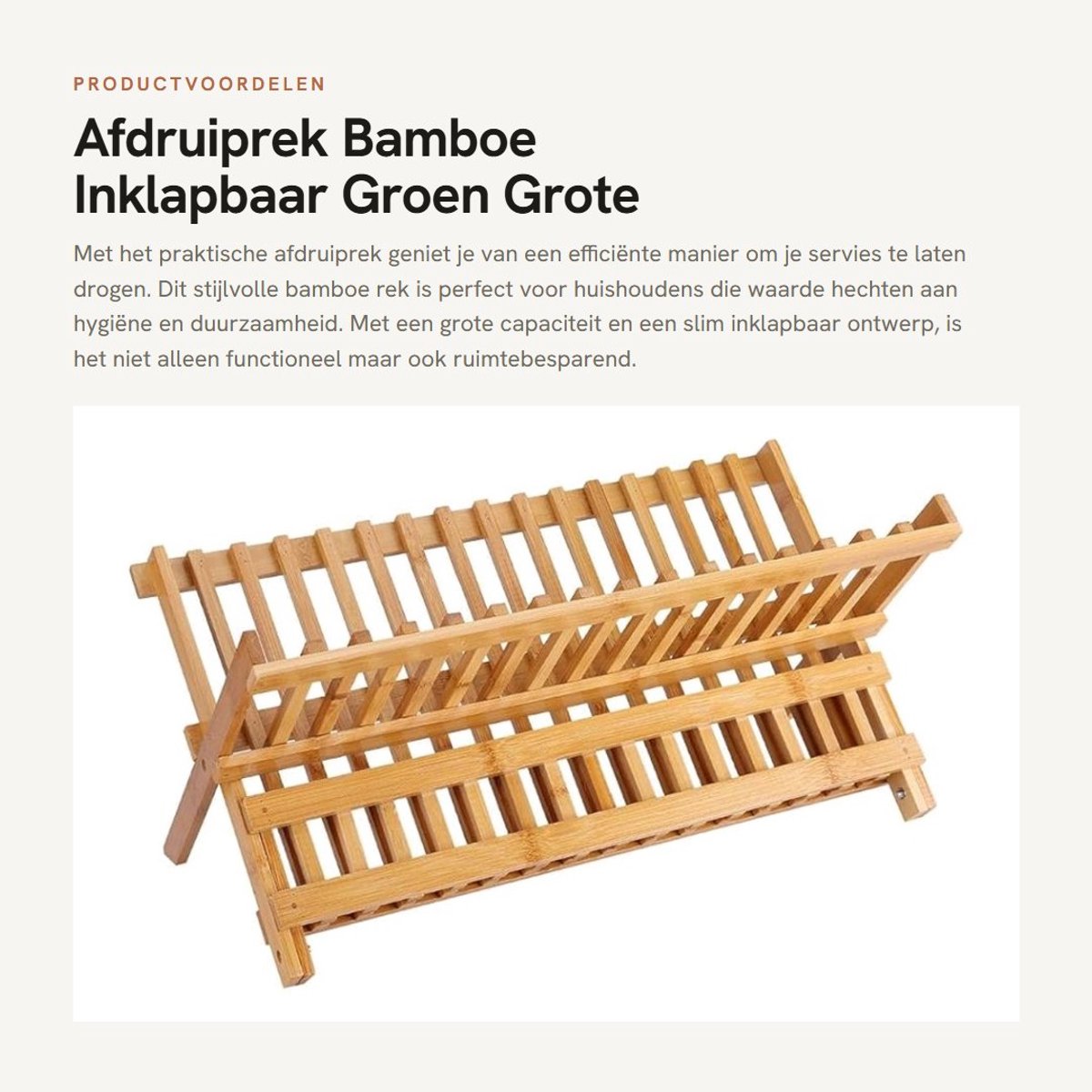 Dailygoods- Afdruiprek grote capaciteit - Inklapbaar - Bamboe - 45 x 19 x 21 cm - Veilig en gezond - Twee niveaus - Afwasrek