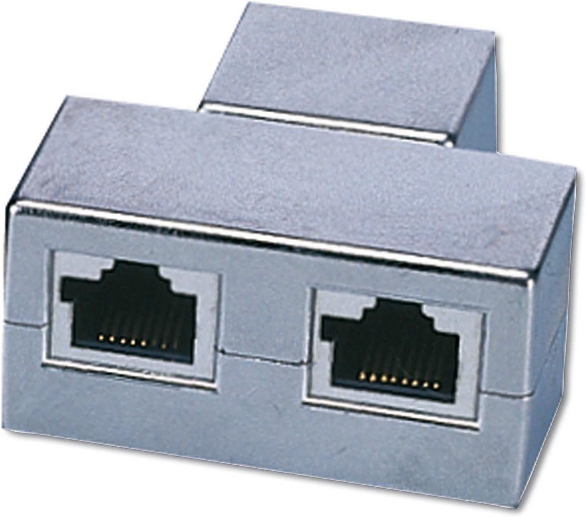 Netwerk Koppeling - RJ45 Adapter - Internet Uitbreiden - Afgeschermde Verbinding - 2 Poorten - Zilver