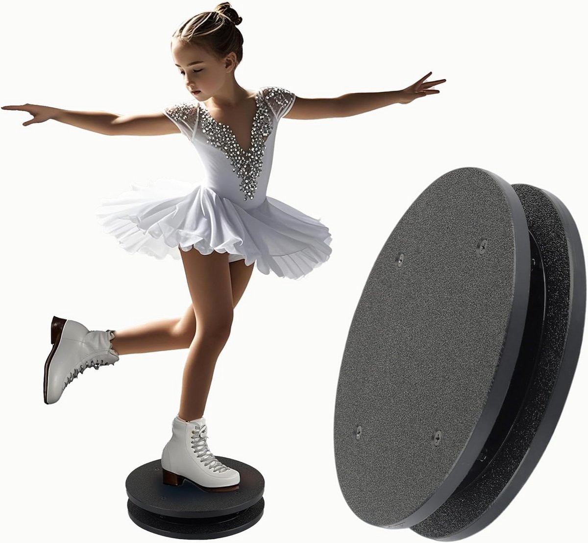 Schaats Spinner - Oefen Hulp - Pirouette Training - Robuuste Metalen Constructie - 19 x 19 x 4 cm - Zwart