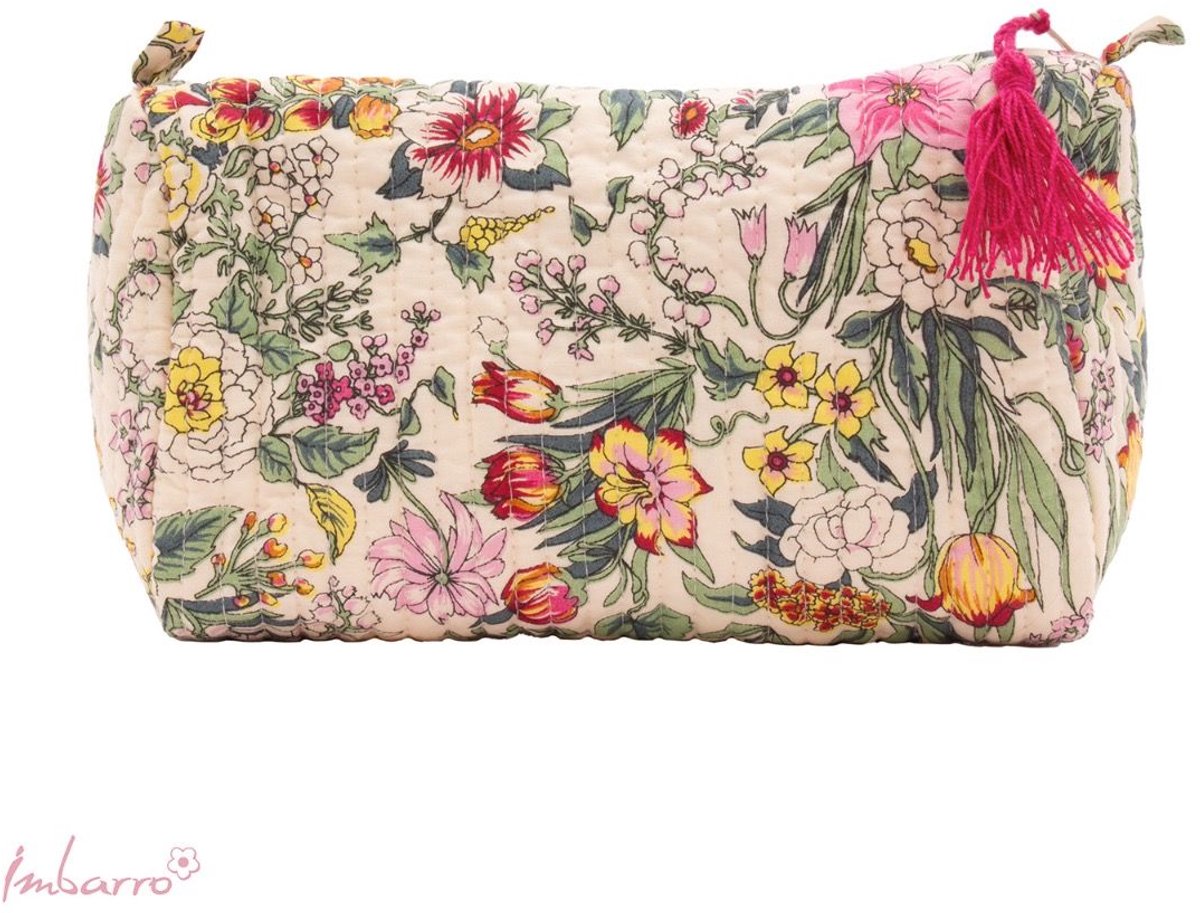 Imbarro Home & Fashion Pouch Helena – Bloemenprint Etui met Kwastje – 14 x 21 cm