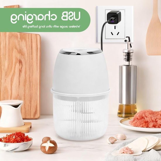 Krachtige Mini Hakker 350ml - Elektrische Groentehakker voor Uien, Noten, Vlees en Babyvoeding — afbeelding 2