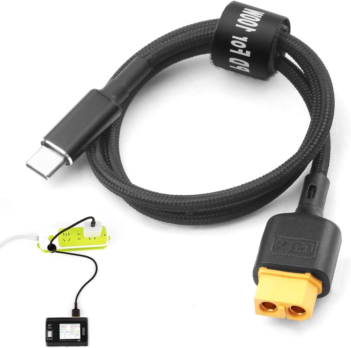 100W USB-C naar XT60 Oplaadkabel van 50 cm voor Drones, Zonnebatterijen en Elektronische Apparaten - Hoge Vermogen Oplaadoplossing met PD 100W Max