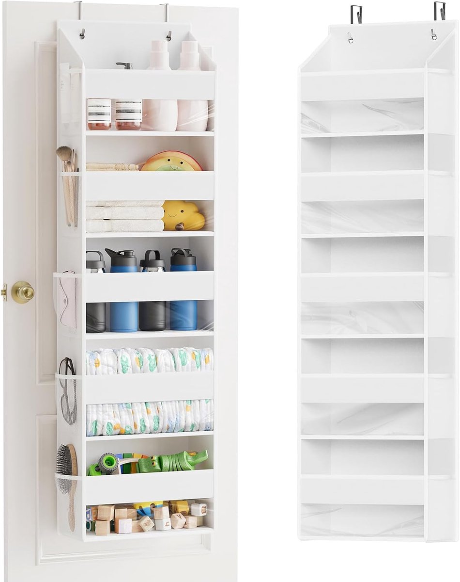 SpaceAid Deur Organizer - 5 Lagen + 10 Mesh Vakken, Wit, voor Slaapkamer, Badkamer, Voorraadkast