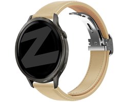 Bandz Leren 'D-Type' bandje geschikt voor Samsung Galaxy Watch 7 (40/44mm) / Galaxy Watch 6 (Classic) / Galaxy Watch 5 (Pro) / Galaxy Watch 4 / Watch 3 / Watch FE / Polar Ignite 3-2 / Pacer / Unite / Huawei GT3 - GT2 / Amazfit GTS 4-3-2 (Crème)
