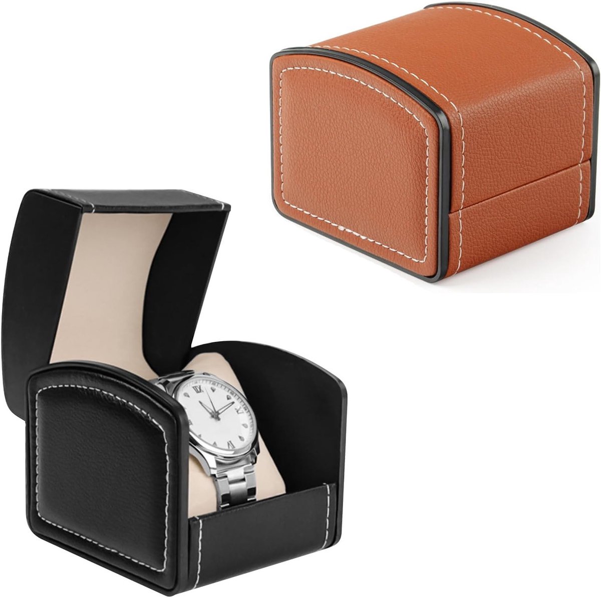 Horlogebox voor reizen, PU leren horlogedoos met afneembaar kussen, ideale geschenkdoos voor mannen en vrouwen, perfect voor horlogeverzamelaars