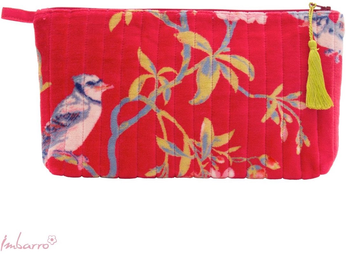 Imbarro Home & Fashion Pouch Vivienne – Velvet Mini Tas met Bloemenprint – 17 x 30 cm