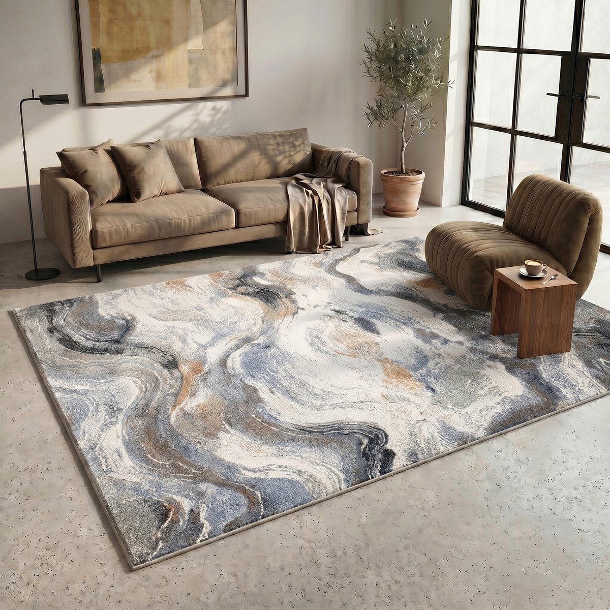 Studio Clarice Abstract vloerkleed - Xavier Wave Blauw/Grijs - 133x195cm