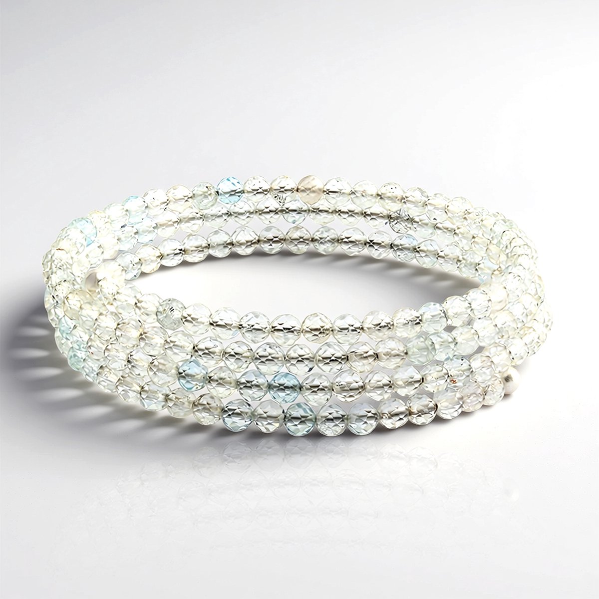 Cavill - Stalen Armband - 44 935 Ct Witte Topaas Madagaskar & 2 Witte Zoetwaterparels - Gefacetteerde Ronde Kralen 3 5mm - Elegante Dames Sieraden