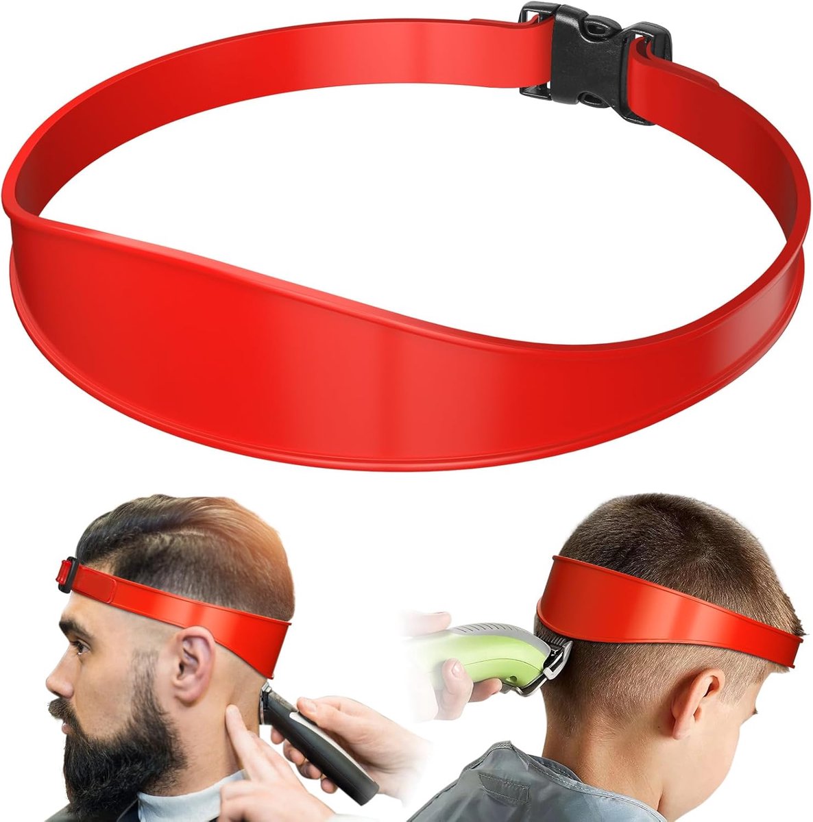 Daity Siliconen scheerband voor tondeuse - sjabloon voor het scheren van de kraag - trimgeleider - kappersgereedschap - gebruiksvriendelijk draagbaar gereedschap (rood)