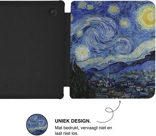 Lunso Geschikt voor Kobo Libra Colour hoes (7 inch) - Vegan Saffiano Leren sleepcover - Van Gogh Sterrennacht van Merkloos — afbeelding 5