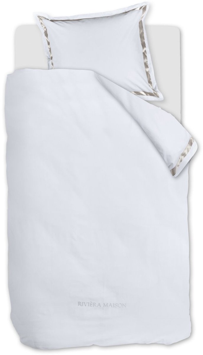 Rivièra Maison Whisper dekbedovertrek - Eenpersoons - 140 x 200/220 cm - Wit