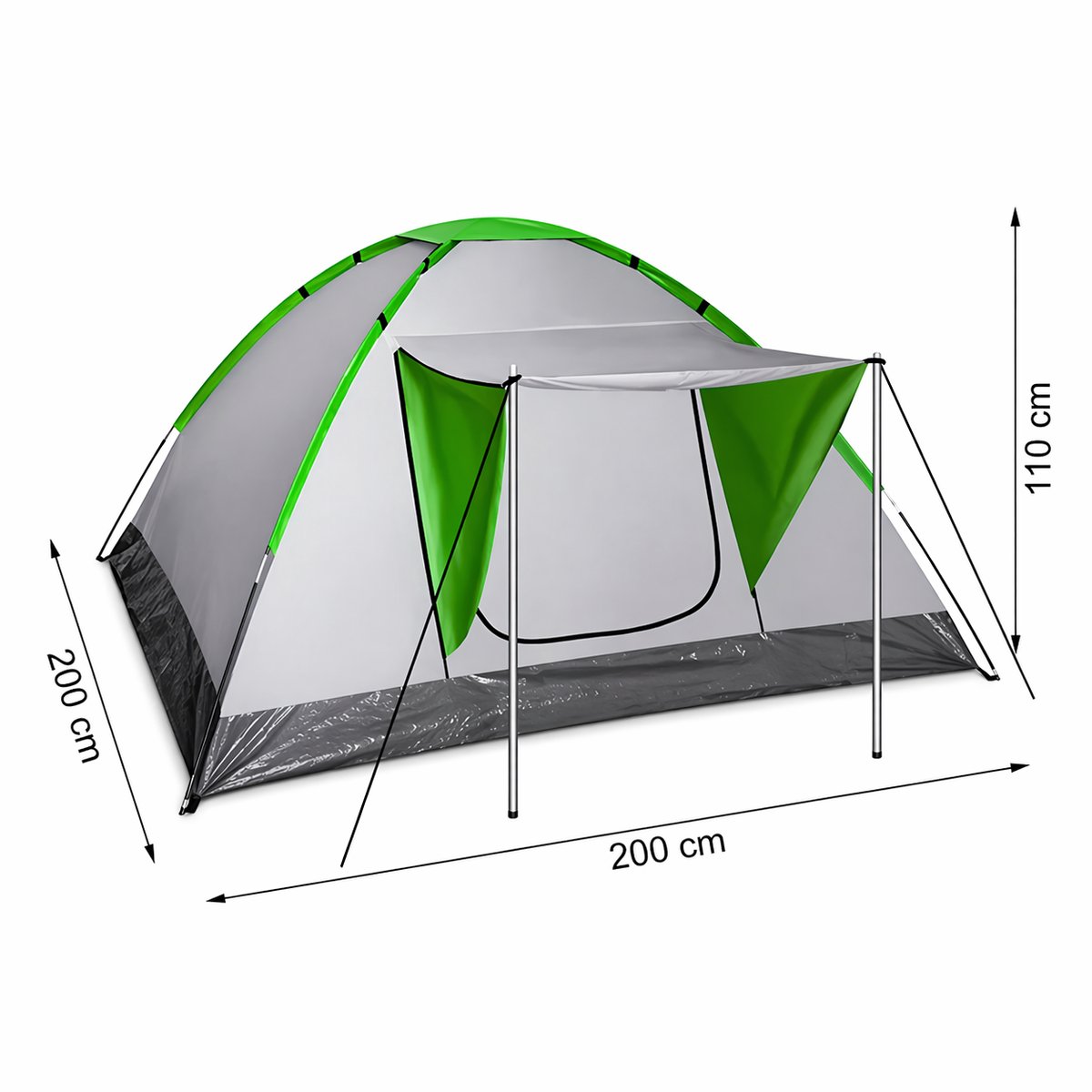 4-Persoons Camping Tent Montana – Waterdicht 5000mm met Luifel & Muskietennet – Lichtgewicht Koepeltent – familie tent – Inclusief Draagtas – 200 x 200 x 110 cm – 50078 – foto 5