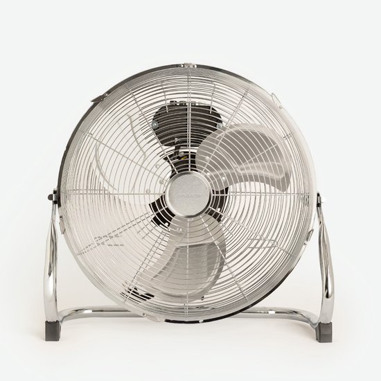 Industriële vloerventilator 16 inch chroom 80W koperen motor 3 standen 1,5m kabel stil & licht
