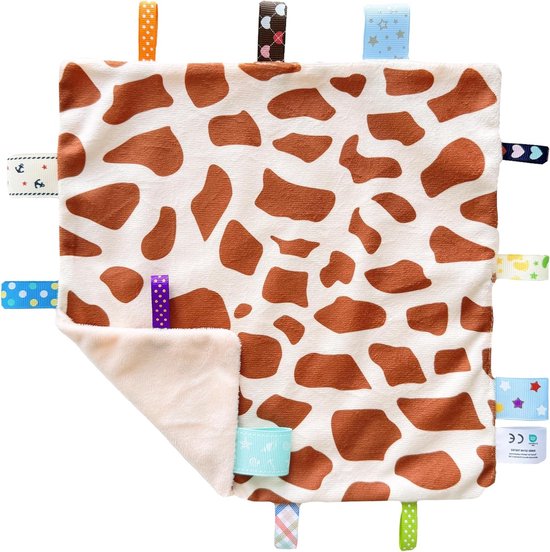 Babydeken Zacht - Sensorische deken - Knuffelen en troosten - Fleece materiaal - 24 x 24 cm - Giraf Dinosaurus — afbeelding 5