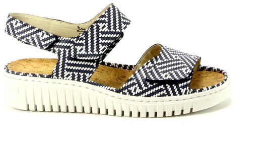 Waldläufer Dames Sandaal - 955001-107-217 Blauw/Wit - Wijdte H - Maat 5