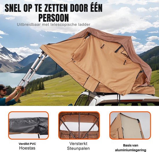 Damenzo - Tent - Kamperen - Camping - Vakantie - Waterdicht - Geschikt voor Jeep, SUV, Van & Pickup truck - 336x112cm van Merkloos — afbeelding 4