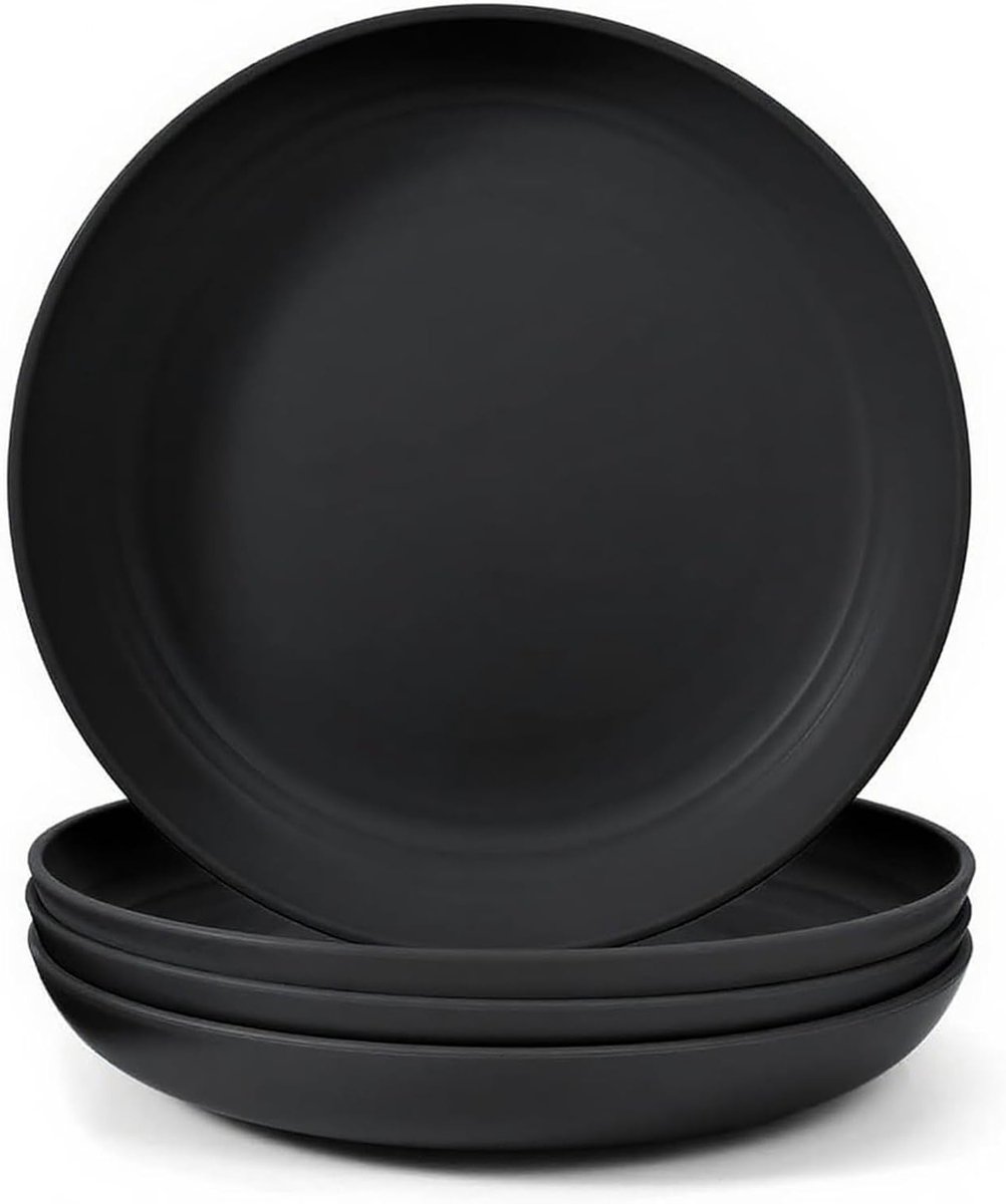 Diepe dinerborden van 23 cm - Lichtgewicht, breukvast en vaatwasser- en magnetronbestendig, BPA-vrij, ideaal voor binnen en buiten, gemakkelijk schoon te maken, set van 4