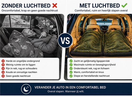 Luchtbed Auto Achterbank 2 in 1 - 1 en 2 Persoons Camper Slaapset met Pomp van Merkloos — afbeelding 4