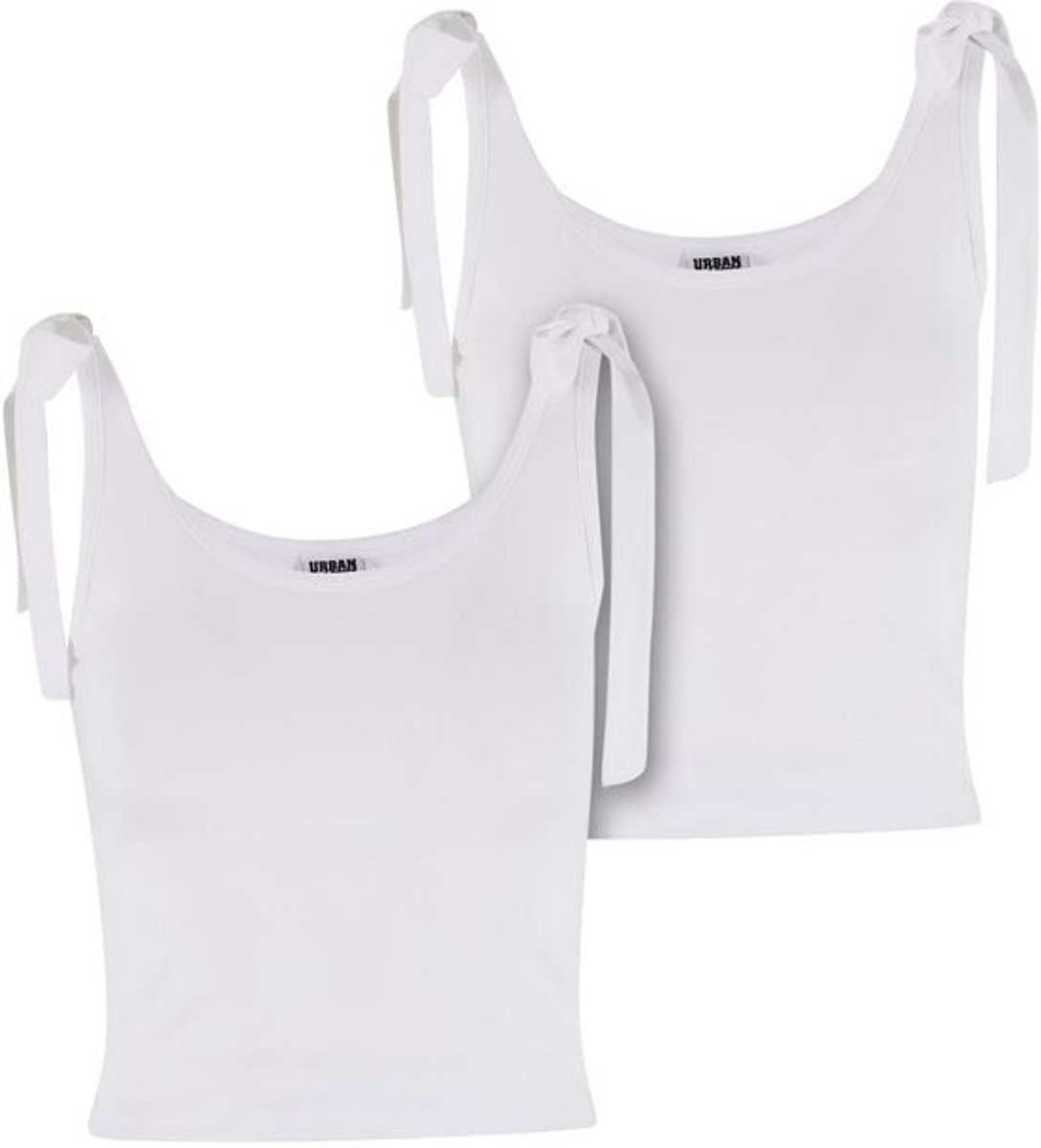 Urban Classics Tied Basic Jersey Top (Set van 2) Vrouwen Dames Top - wit - M