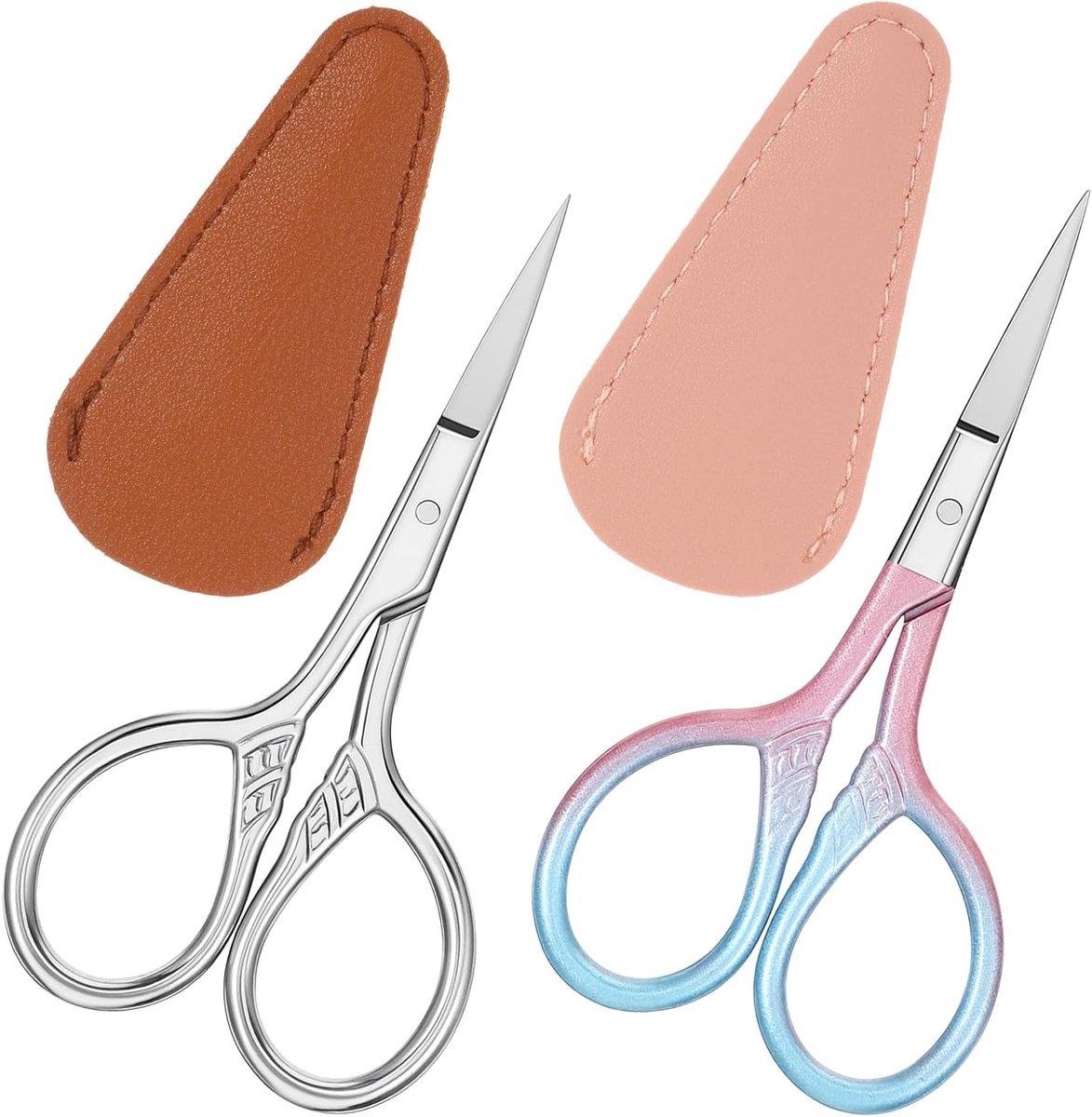 Set van 2 RVS Scharen voor Baard, Snor en Neushaar met PU Etui voor Gezichtsverzorging en Precisiewerk