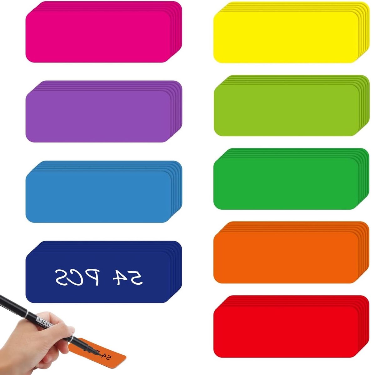 54 magnetische strips om op te schrijven - 79mm x 29mm - Droog uitwisbare labels voor thuis, school en kantoor - Ideaal voor organisatie en planning
