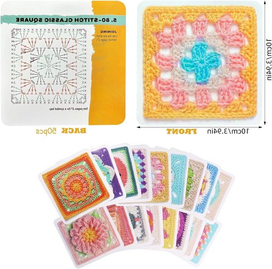 Mix en Match Haakpatronen voor Granny Squares, 50 Ontwerpen met Foto's en Tekst, Ideaal voor Beginners en Gevorderden — afbeelding 5