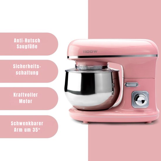 RUX® Mixer met mengkom - Mixer - Mixer met mengkom keukenmachine - Roze - 21cm x 35cm x 32cm van Merkloos — afbeelding 4