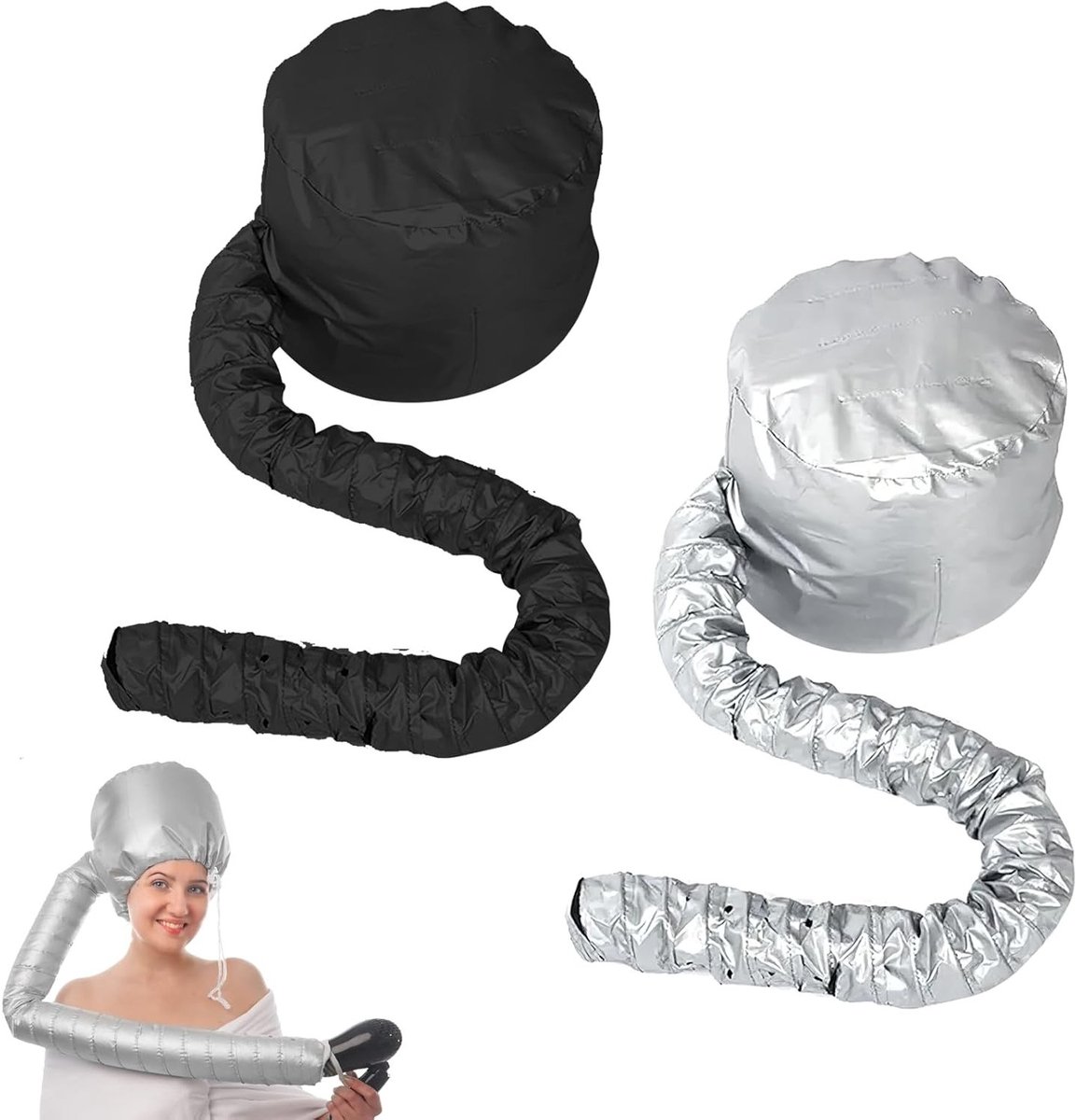 2 Stuks Haardroger Caps Diffuser - Haardroger Diffuser Hoed voor Krullend Haar, Styling Accessoire voor Diepe Verzorging en Volume (Zwart & Grijs)