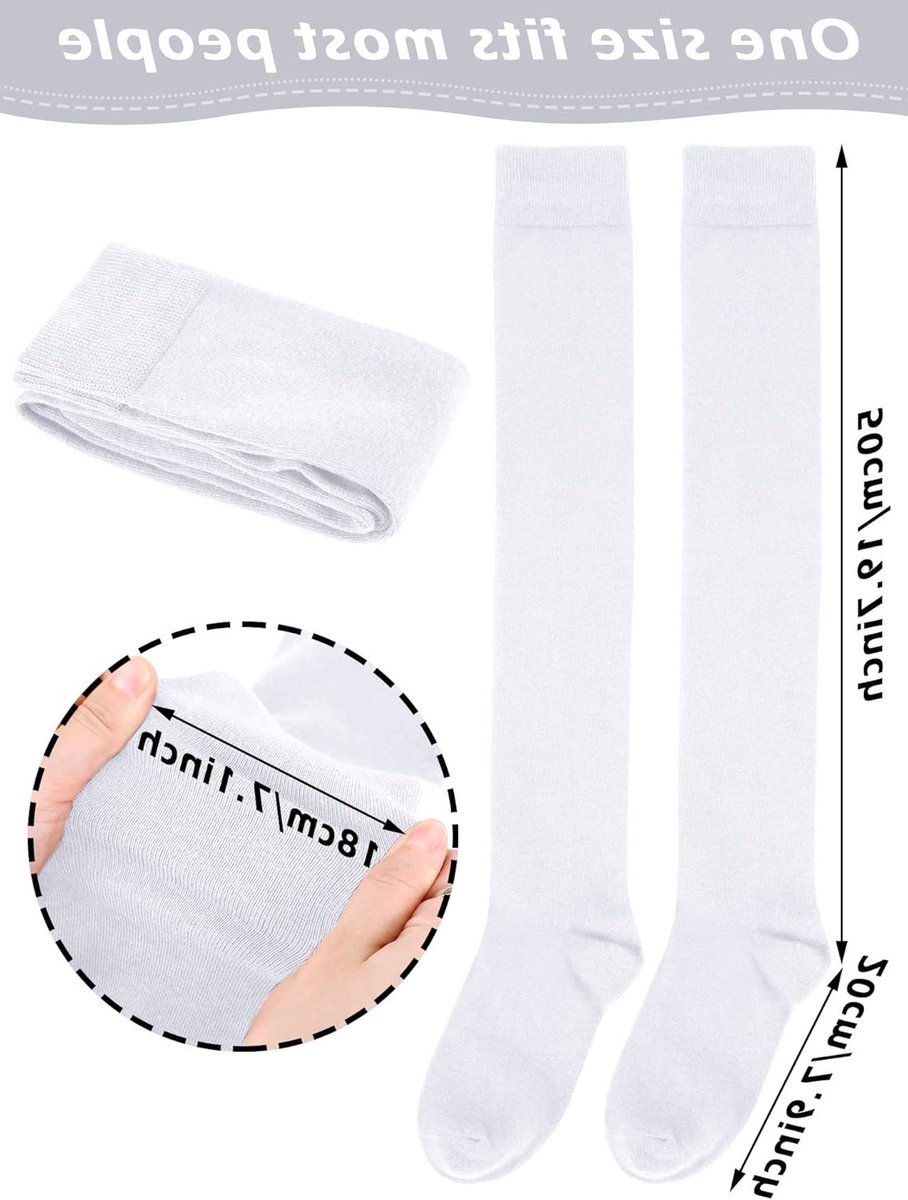 2 Paar Dames Kniehoog Thigh Stockings in Wit, Medium - Perfect voor Mode en Comfort
