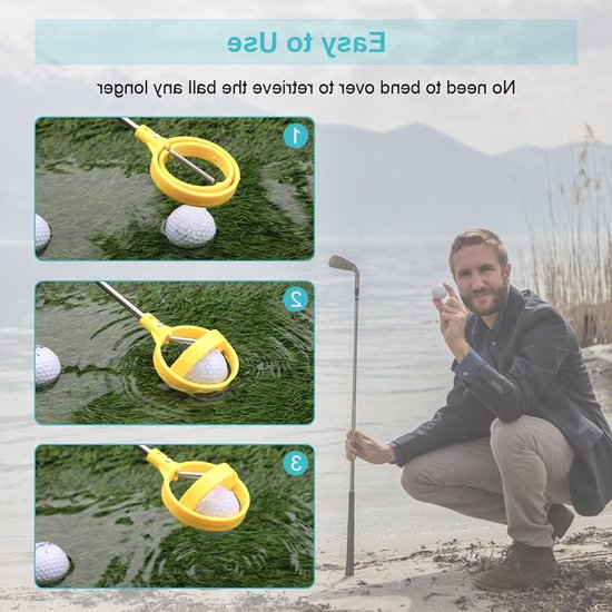 Jhubersproducts - Golfbal retriever - Telescopische golfbalpick-up - Automatische vergrendeling - Geel - Golfbalplukker - Handig voor golfers - Ideaal van Merkloos — afbeelding 3