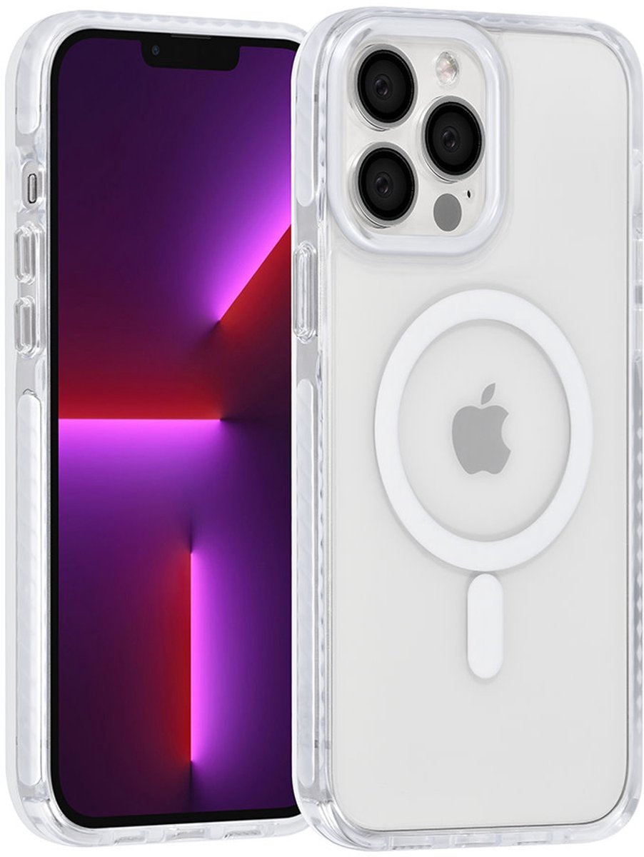 TUNIQ telefoonhoesje voor Apple iPhone 13 Pro Max - MagSafe backcover met koord - Wit