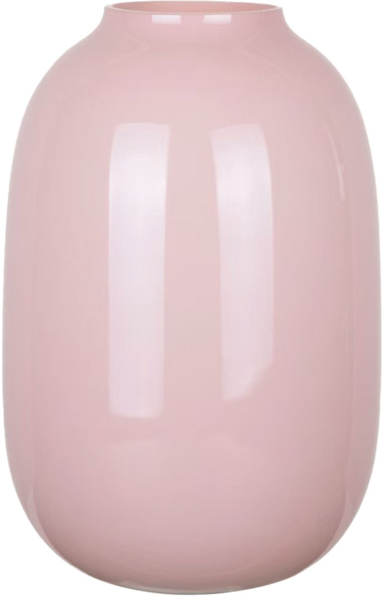 Mega Collections Bloemenvaas Oval Beauty - roze - glas - D19 x H30 cm
