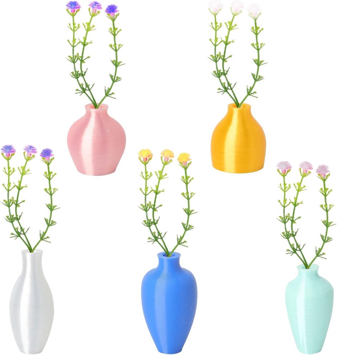 Set van 5 koelkastmagneten met magnetische bloemenvaas, mini-vazen voor DIY, koelkastdecoratie en keukenaccessoires