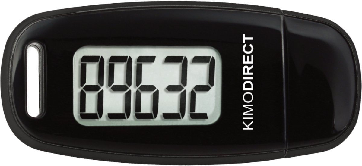 KIMO DIRECT Stappenteller met Clip en Draagkoord - Stappen Tellen - Activity Tracker - 3D Sensor - USB Oplaadbaar - Zwart