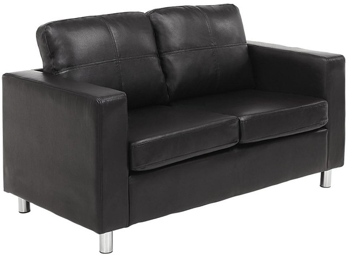 Vente-unique Driezits-, tweezitsbank en fauteuil van kunstleer ACKLEY - Zwart