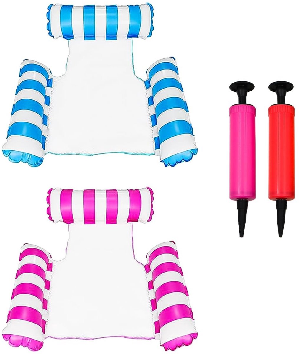 aladdien - Opblaasbaar zwembad drijft hangmat - 4in1 drijver - Blauw + Roze - Waterlounge speelgoed - Comfortabel relaxen - Geschikt voor zwembad en...