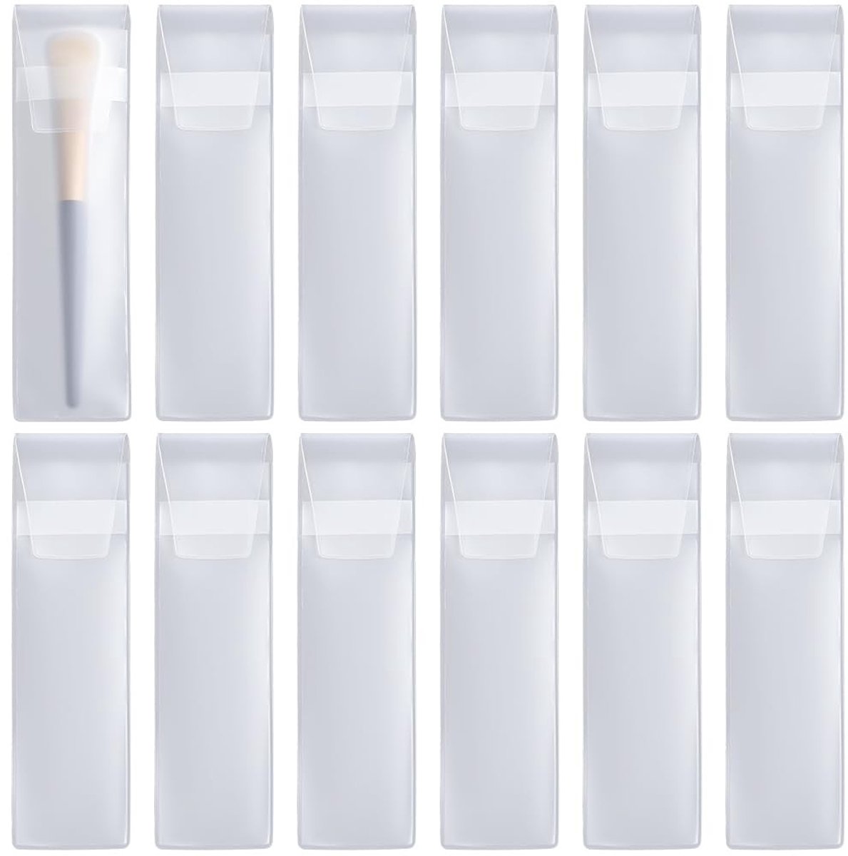 aladdien - Make-up Penseel Bescherming - Opbergtas - Wit - Draagbaar - Cosmetica Pennen - Handtas Benodigdheden - 17,1x5,5 cm