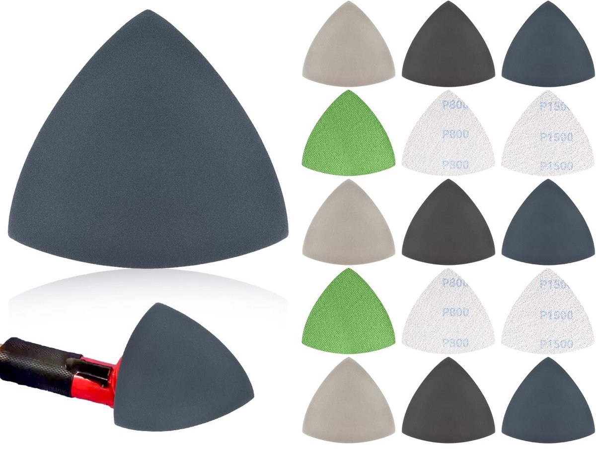 aladdien - set van 15 stuks schuurpapier - driehoekschuurmachine - klittenband - siliciumcarbide - schuurpads - geschikt voor precisiewerk