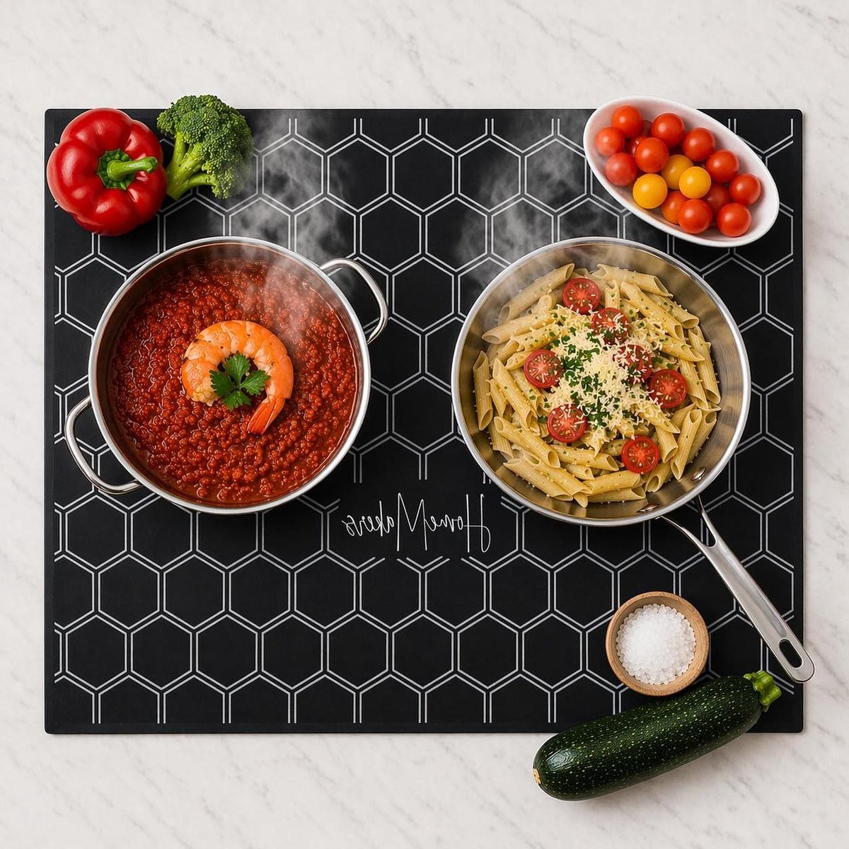 Kookplaat Beschermmat Inductie Mat Koken en Beschermen Hittebestendig Siliconen 61x53 cm Zwart