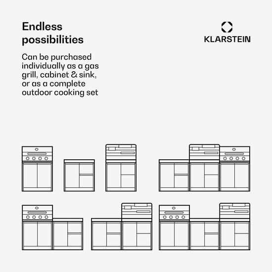 Klarstein WaldChef gasbarbecue 30 mbar - 4 branders BBQ grill 12.800 W, rvs, gietijzeren grillrooster, thermometer, piëzo ontsteking van Merkloos — afbeelding 5
