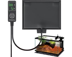 Verwarmingsmat Reptielen - Terrariumverwarmer Warmtekussen - Klimaatbeheersing Terrarium - Digitale Thermostaat - 20x45 cm - Zwart
