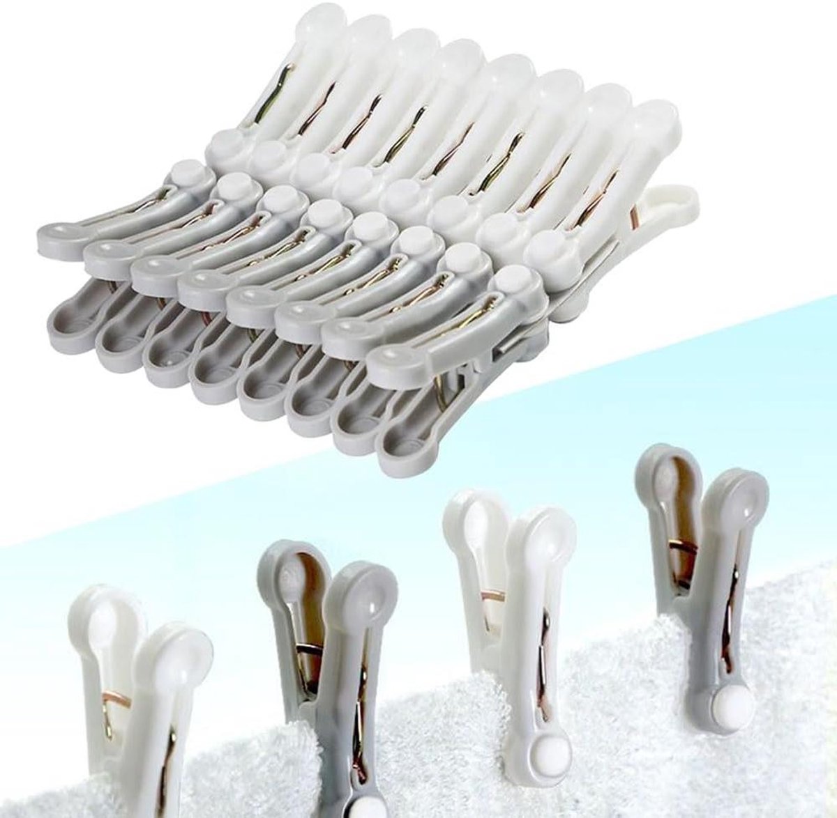 Wasknijpers - Kledingclips - Kleding Drogen - Niet-Markerend Rubber - 16 Stuks - Wit Grijs