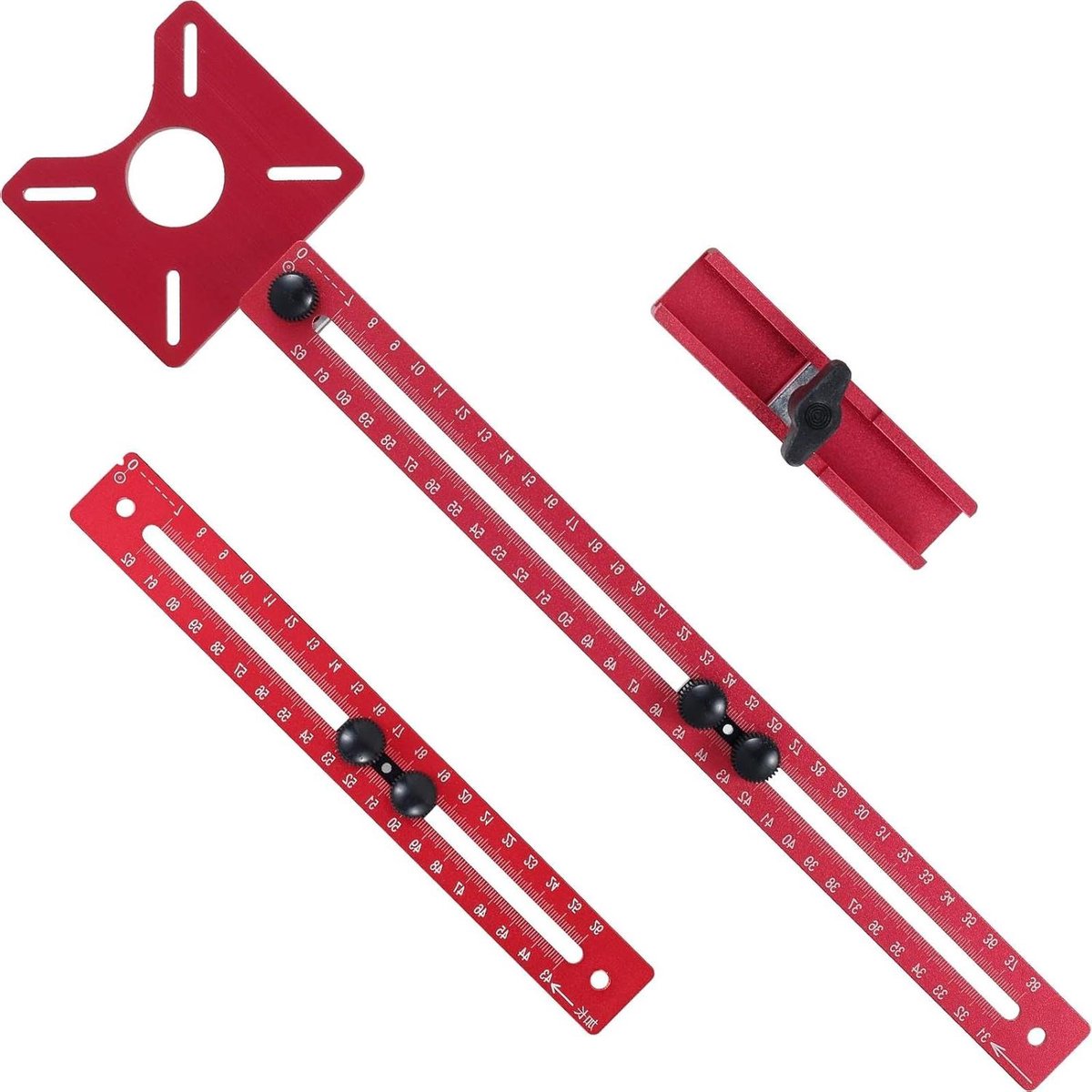 Freesgroef Beugel - Houtbewerking Jig - Kasten Maken - Verdikt Aluminium - 45 cm Lengte - Rood
